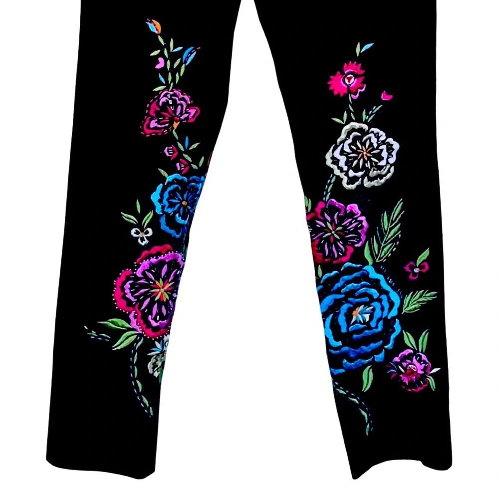Cache Size 2 Black Embroidered Pants Y2K Hip Vintage 90’s - Picture 6 of 11